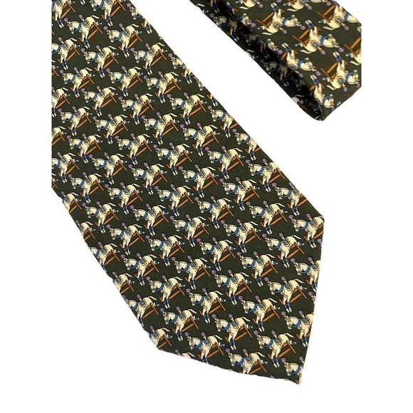 Brooks Brothers Makers Necktie Men's 100% Silk Designer Tie Equestrian Jockey - Picture 1 of 7